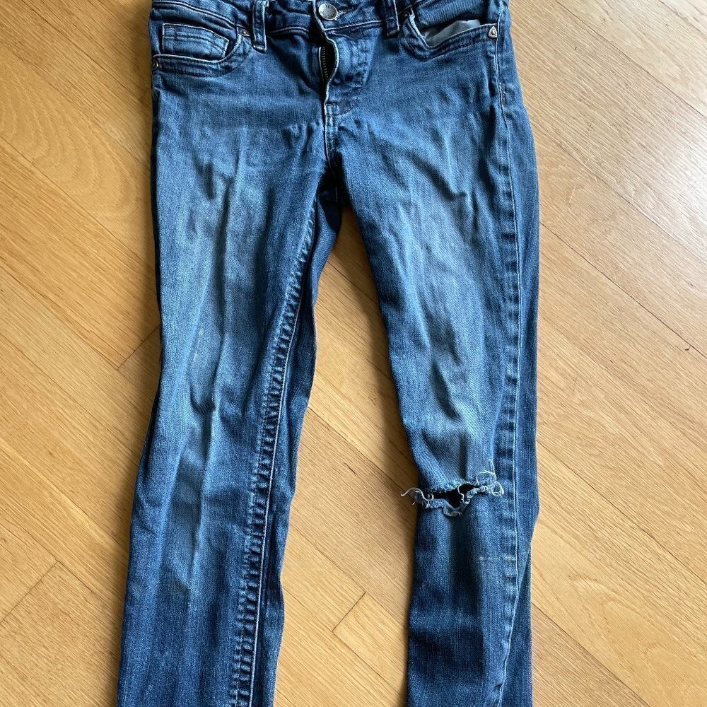 KUT From The Kloth Medium Blue Distressed Denim Jeans Skinny Legs Size 2